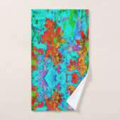 Aqua Tropical aux fleurs jaunes et orange (Serviette à main)