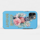 Aqua Tropical Gold Glitter Shine Pineapple Case-Mate iPhone Case (Achterkant (horizontaal))