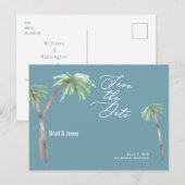 Aqua Tropical Wedding Enregistrer la date Carte po (Devant / Derrière)