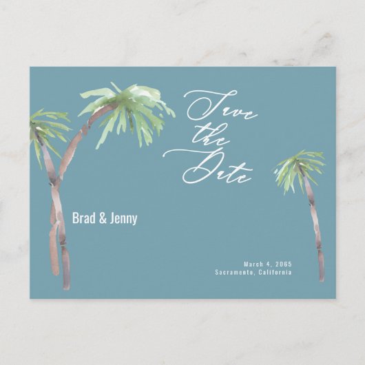 Aqua Tropical Wedding Enregistrer la date Carte po (Devant)