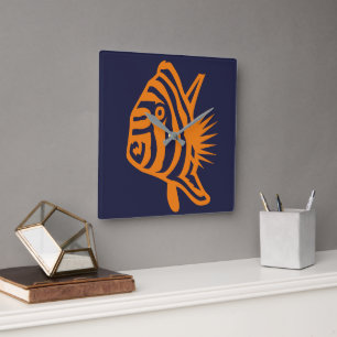 Aqua Tropische Vis Vierkante Wandklok Klok