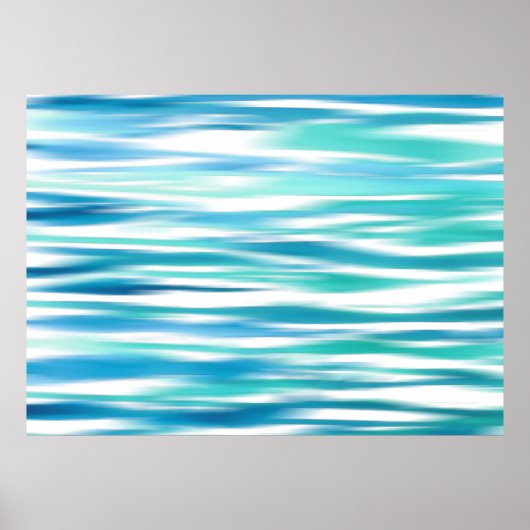 Aqua Turquoise Abstracte Stripes Poster (Voorkant)