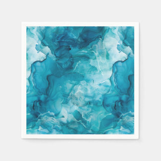 Aqua Turquoise Agaat Marmer Abstract Decoupage Servet