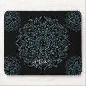 Aqua Turquoise & Black Mandala w Kalligrafie Naam Muismat (Voorkant)