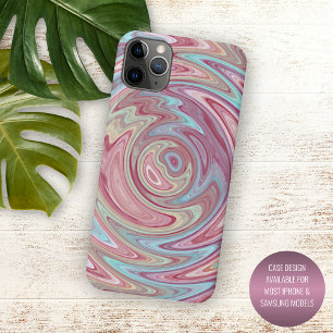 Aqua Turquoise Blauw Blush Roze Swirl Art iPhone 11 Pro Max Hoesje
