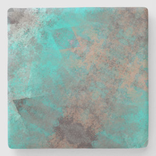 Aqua Turquoise Blauw Grijs Stenen Onderzetter