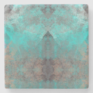 Aqua Turquoise Blauw Grijs Stenen Onderzetter
