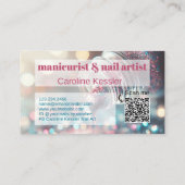 Aqua Turquoise Blauw Heet Roze Glitter Nagellak Visitekaartje (Achterkant)