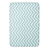 Aqua Turquoise Blauw Wit Dun Chevron Stripes Badmat (Voorkant Verticaal)