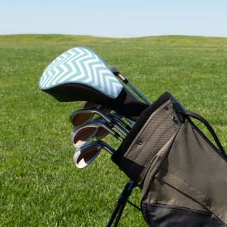 Aqua Turquoise Blauw Wit Dun Chevron Stripes Golfheadcover