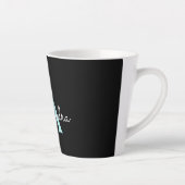 Aqua Turquoise Blauwe Script Meisjesachtige Monogr Latte Mok (Rechts)