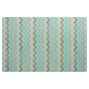 Aqua Turquoise Blue Brown Ikat Zigzag Pattern Stof