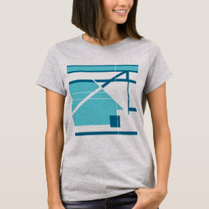 Aqua Turquoise Blue Geometrische Abstracte MCM Loo T-shirt