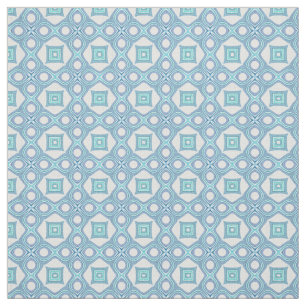 Aqua Turquoise Blue Green Ethnic Mosaic Pattern Stof