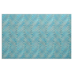 Aqua Turquoise Blue Green Faux Glass Waves Patroon Stof