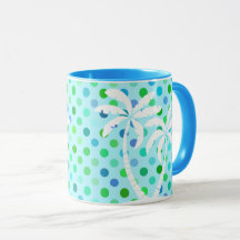 Aqua Turquoise Blue Lime Green Polkadots Pattern