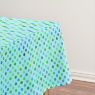 Aqua Turquoise Blue Lime Green Polkadots Pattern Tafelkleed