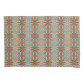 Aqua Turquoise Blue Oranje Brown Tribal Pattern Kussensloop (Voorkant-Links)