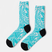 Aqua Turquoise Blue  Style Floral Socks Sokken (Links)