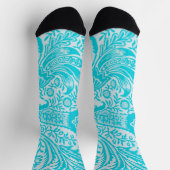 Aqua Turquoise Blue  Style Floral Socks Sokken (Top)