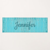 Aqua Turquoise Blue Wood Aangepast Yogamat (Voorkant (horizontaal))