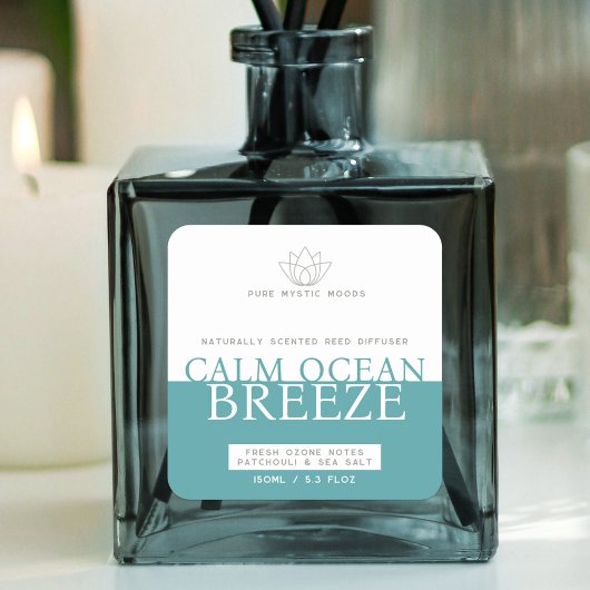 Aqua turquoise brise océanique roseau étiquette