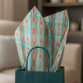 Aqua Turquoise Burnt Oranje Taupe Brown Mosaic Art Tissuepapier