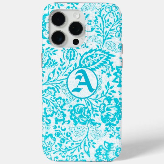 Aqua Turquoise Damask Persoonlijke iPhone Case-Mate iPhone Case (Achterkant)