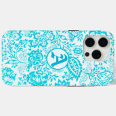 Aqua Turquoise Damask Persoonlijke iPhone Case-Mate iPhone Case (Achterkant (horizontaal))