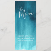 Aqua turquoise foncé bleu vert art moderne menu ma (Devant)