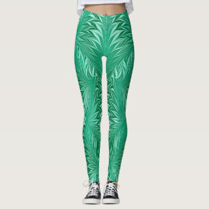 Aqua Turquoise gestileerde Modern Marbling Vertrou Leggings