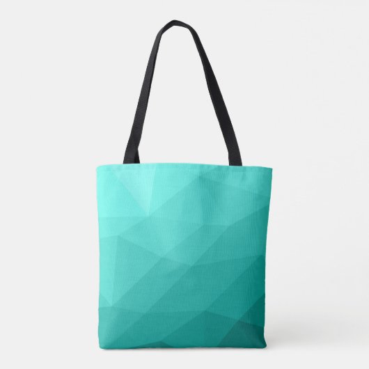 Aqua Turquoise Gradiënt Geometric Mesh Monogram Draagtas (Achterkant)
