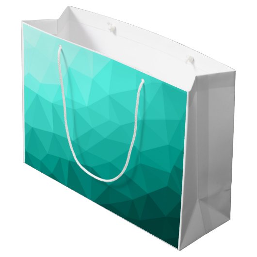 Aqua Turquoise Gradiënt Geometric Mesh Monogram Groot Cadeauzakje (Achterkant Gekanteld)
