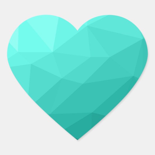 Aqua Turquoise Gradient Geometric Mesh Pattern Hart Sticker (Voorkant)
