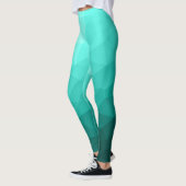 Aqua Turquoise Gradient Geometric Mesh Pattern Leggings (Links)