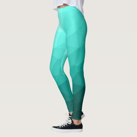 Aqua Turquoise Gradient Geometric Mesh Pattern Leggings (Links)