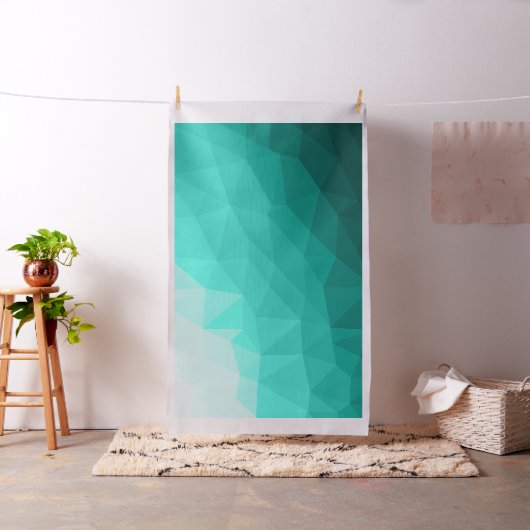 Aqua Turquoise Gradient Geometric Mesh Pattern Stof (Voorbeeld)