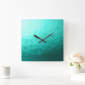 Aqua Turquoise Gradient Geometric Mesh Pattern Vierkante Klok (Huis)