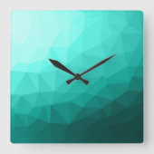 Aqua Turquoise Gradient Geometric Mesh Pattern Vierkante Klok (Voorkant)