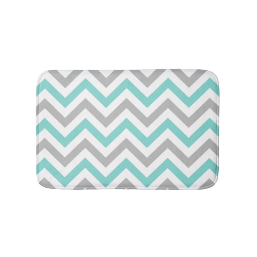 Aqua Turquoise Gray Wht LG Chevron ZigZag Pattern Badmat (Voorkant)