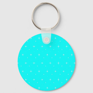Aqua-Turquoise-Green Shining Stars Pattern Sleutelhanger