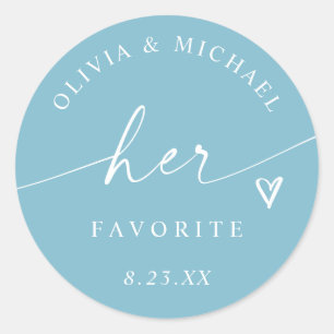 Aqua Turquoise Haar Favoriete Script Trouw traktat Ronde Sticker