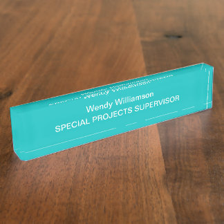 Aqua Turquoise Kantoor Desk Naambordje