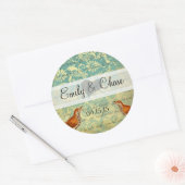 Aqua Turquoise Lovebirds Bruiloft Sticker (Envelop)
