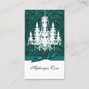aqua turquoise lustre damassé Chic Carte de visite