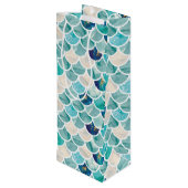 Aqua turquoise marmer mermaid spp. wijn cadeautas (Achterkant Gekanteld)