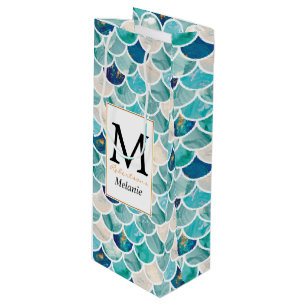 Aqua turquoise marmer mermaid spp. wijn cadeautas