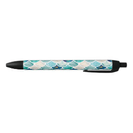 Aqua turquoise marmer mermaid spp. zwarte inkt pen