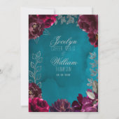 Aqua Turquoise Merlot Jewel Tone Faire-part de mar (Dos)