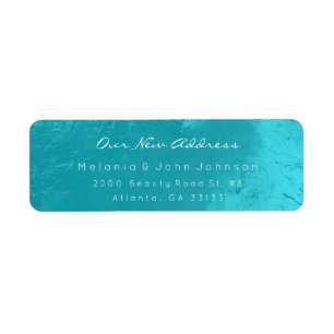 Aqua Turquoise Ocean White Nieuw Adress RSVP Etiket